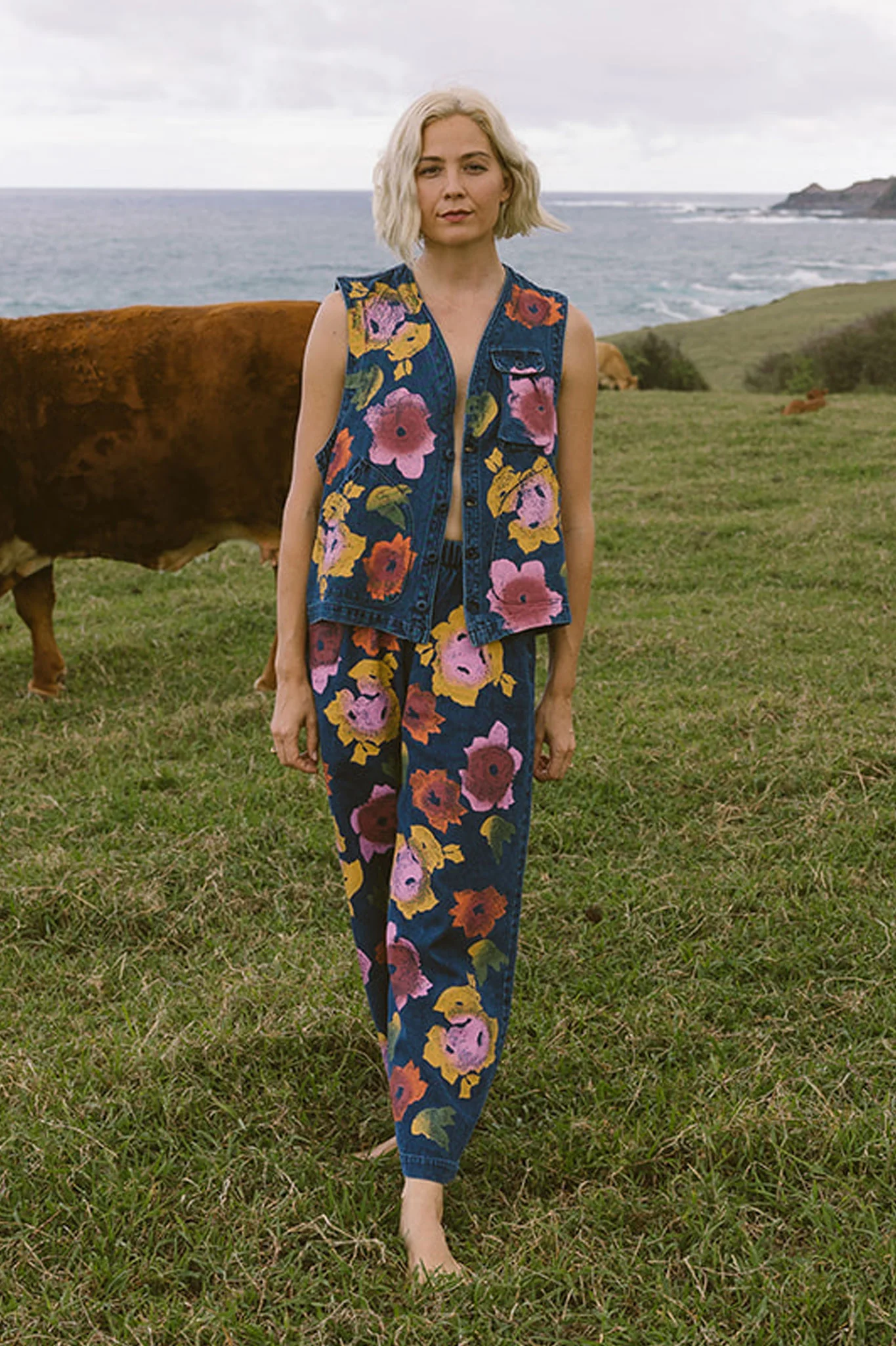 Floral Denim Disco Pant