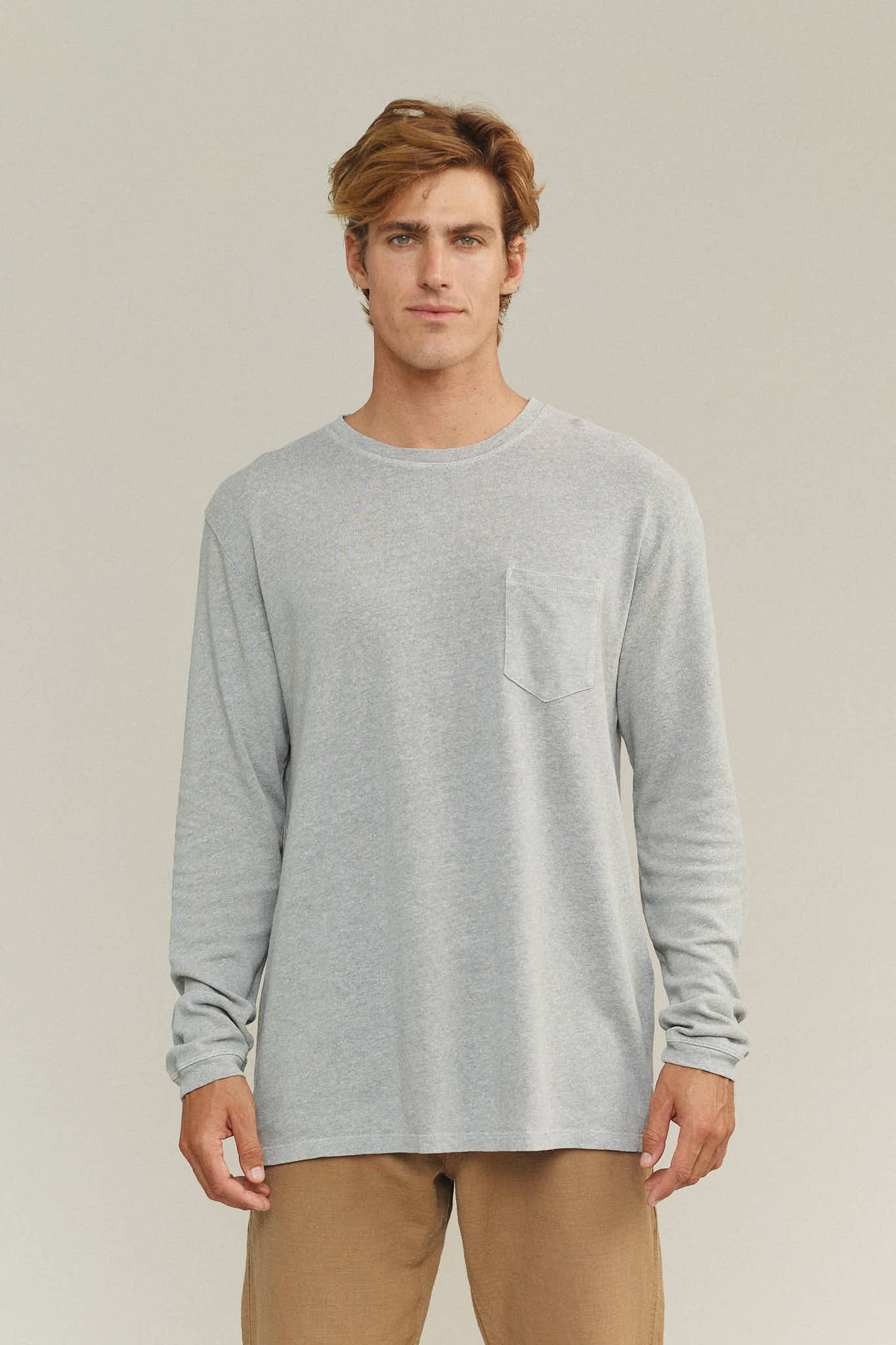 Heathered Baja Long Sleeve Pocket Tee