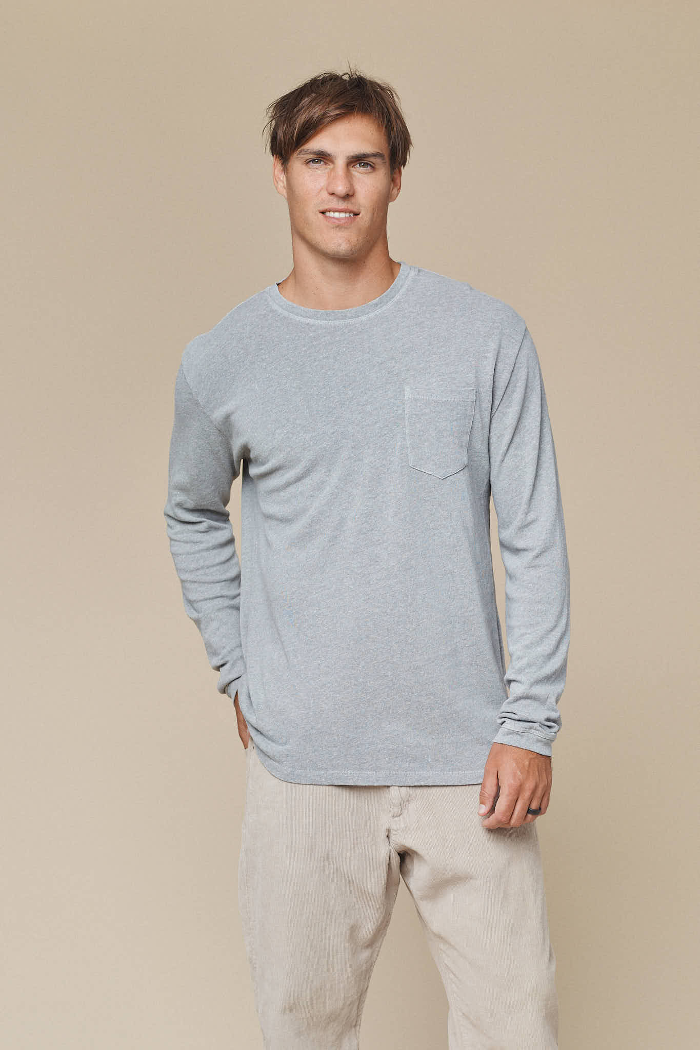 Heathered Baja Long Sleeve Pocket Tee - Image 3